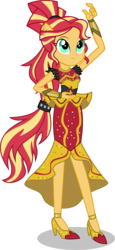 Size: 4143x9000 | Tagged: safe, artist:limedazzle, sunset shimmer, equestria girls, equestria girls specials, g4, my little pony equestria girls: dance magic, absurd resolution, alternate hairstyle, clothes, dress, flamenco dress, high heels, ponied up, pony ears, show accurate, simple background, smiling, sunset shimmer flamenco dress, transparent background, vector
