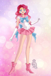 Size: 400x600 | Tagged: safe, artist:r1sw2016, pinkie pie, human, g4, boots, clothes, cosplay, costume, crossover, female, high heel boots, humanized, legs, miniskirt, sailor moon (series), skirt, solo