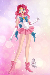 Size: 400x600 | Tagged: safe, artist:r1sw2016, pinkie pie, human, g4, boots, clothes, cosplay, costume, crossover, female, high heel boots, humanized, legs, miniskirt, sailor moon (series), skirt, solo