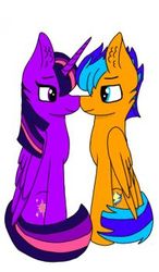 Size: 205x350 | Tagged: safe, artist:mintybelle2, flash sentry, twilight sparkle, alicorn, pegasus, pony, g4, female, male, mare, ship:flashlight, shipping, stallion, straight, twilight sparkle (alicorn)