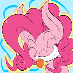 Size: 10468x10468 | Tagged: safe, artist:trimara, artist:w300, pinkie pie, earth pony, pony, g4, abstract background, absurd resolution, female, silly, silly pony, solo, tongue out
