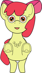 Size: 516x898 | Tagged: safe, artist:planetkiller, apple bloom, earth pony, pony, g4, creepy, female, simple background, smiling, solo, transparent background, underhoof