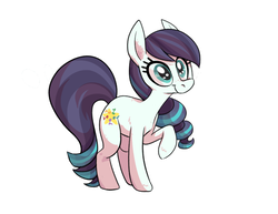 Size: 997x768 | Tagged: safe, artist:ponygoggles, coloratura, earth pony, pony, g4, female, raised hoof, simple background, smiling, solo, white background, wingding eyes