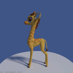 Size: 540x540 | Tagged: safe, artist:el-yeguero, clementine, giraffe, fluttershy leans in, g4, 3d, animated, blender, blue background, concave belly, countershading, female, gif, rotation, simple background, slender, solo, thin, thin legs