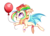 Size: 1200x865 | Tagged: safe, artist:ipun, oc, oc only, oc:shimmering skies, bat pony, pony, balloon, colored wings, female, heart eyes, hoof heart, mare, multicolored hair, nose piercing, piercing, rainbow hair, simple background, solo, transparent background, wingding eyes