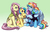 Size: 1265x808 | Tagged: safe, artist:hazurasinner, fluttershy, rainbow dash, oc, oc:harmony (hazurasinner), oc:windy belle, pegasus, pony, g4, blushing, braid, clothes, ear piercing, earring, family, female, jewelry, lesbian, magical lesbian spawn, mare, mother and daughter, obtrusive watermark, offspring, one eye closed, parent:fluttershy, parent:rainbow dash, parents:flutterdash, piercing, ship:flutterdash, shipping, watermark, wink