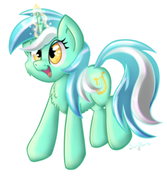 Size: 1709x1804 | Tagged: safe, artist:swirlyponies, lyra heartstrings, pony, unicorn, g4, chest fluff, cute, female, fluffy, lyrabetes, magic, simple background, smiling, solo, sparkly, transparent background