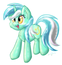 Size: 1709x1804 | Tagged: safe, artist:swirlyponies, lyra heartstrings, pony, unicorn, g4, chest fluff, female, simple background, smiling, solo, sparkly, transparent background