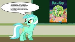 Size: 1280x720 | Tagged: safe, lyra heartstrings, pony, g4, female, human studies101 with lyra, incorrect meme use, meme, rick and morty, solo, speech bubble