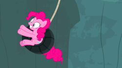 Size: 922x518 | Tagged: safe, screencap, pinkie pie, earth pony, pony, fluttershy leans in, g4, season 7, animated, cute, diapinkes, eyes closed, female, gif, grin, loop, mare, pinkie being pinkie, smiling, solo, sweet feather sanctuary, swinging, tire swing