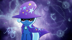 Size: 1366x768 | Tagged: safe, artist:ryuuichi-shasame, trixie, pony, unicorn, g4, female, mare, solo, wallpaper