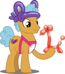 Size: 4366x5000 | Tagged: safe, artist:dashiesparkle, twisty pop, pony, forever filly, g4, .svg available, absurd resolution, balloon, balloon animal, clothes, cute, male, simple background, smiling, solo, stallion, transparent background, vector