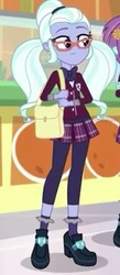 Size: 193x441 | Tagged: safe, screencap, sugarcoat, sunny flare, equestria girls, equestria girls specials, g4, my little pony equestria girls: dance magic, bag, clothes, cropped, crystal prep academy uniform, female, glasses, pants, school uniform, shoes, skirt, socks, solo focus