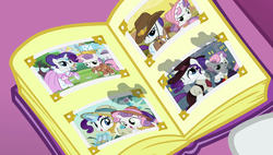 Size: 1920x1090 | Tagged: safe, screencap, rarity, sweetie belle, pony, forever filly, g4, photo, photo album