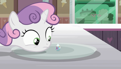 Size: 1920x1090 | Tagged: safe, screencap, sweetie belle, pony, forever filly, g4, female, filly clown suprise, food, ice cream, solo