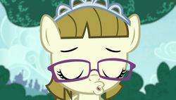 Size: 1920x1090 | Tagged: safe, screencap, zippoorwhill, pegasus, pony, forever filly, g4, eyes closed, female, filly, glasses, jewelry, kissy face, mare, out of context, solo, tiara