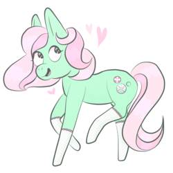 Size: 2500x2500 | Tagged: safe, artist:php29, derpibooru exclusive, minty, pony, g3, clothes, female, g3betes, generation leap, heart, high res, simple background, socks, solo, transparent background