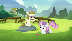 Size: 1920x1090 | Tagged: safe, screencap, sweetie belle, zippoorwhill, pony, forever filly, g4, dog toy
