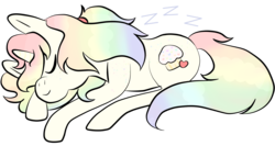 Size: 3000x1600 | Tagged: safe, artist:php29, derpibooru exclusive, oc, oc only, oc:confetti cake, pony, unicorn, rainbow, simple background, sleeping, solo, transparent background, zzz