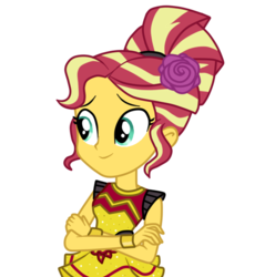 Size: 540x564 | Tagged: safe, artist:mlpsunsetdash, sunset shimmer, equestria girls, equestria girls specials, g4, my little pony equestria girls: dance magic, alternate hairstyle, clothes, crossed arms, dress, female, simple background, solo, transparent background, vector