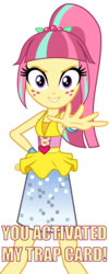 Size: 1448x3624 | Tagged: safe, artist:lifes-remedy, sour sweet, dance magic, equestria girls, equestria girls specials, g4, bracelet, clothes, crystal prep shadowbolts, cutie mark, eyeshadow, female, holly, jewelry, looking at you, makeup, ponytail, simple background, skirt, smiling, solo, transparent background, trap card, vector, you just activated my trap card
