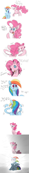 Size: 1200x7200 | Tagged: safe, artist:ogaraorcynder, pinkie pie, rainbow dash, earth pony, pegasus, pony, g3, too many pinkie pies, absurd resolution, comic, crossover, dialogue, duo, english, faic, female, g3 faic, g4 to g3, generation leap, laughing, mare, parody, pinkie's silly face, rainbow dash is best facemaker, simple background, smiling, solo, sonic the hedgehog (series), sonicified, unibrow