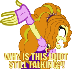 Size: 1024x978 | Tagged: safe, adagio dazzle, equestria girls, g4, my little pony equestria girls: rainbow rocks, caption, clothes, crystal, female, fingerless gloves, gloves, image macro, jewelry, meme, necklace, open mouth, ponytail, simple background, solo, text, transparent background, yelling