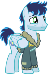 Size: 1365x2099 | Tagged: safe, artist:starryoak, soarin', pony, miracleverse, g4, alternate universe, clothes, jacket, male, simple background, solo, stubble, transparent background, vector