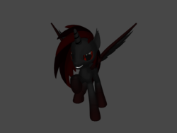 Size: 1200x900 | Tagged: safe, oc, oc only, oc:alpha, alicorn, pony, 1000 hours in 3d pony creator, 3d, 3d pony creator, alicorn oc, evil grin, gray background, grin, male, mech, red and black oc, simple background, smiling, solo, stallion