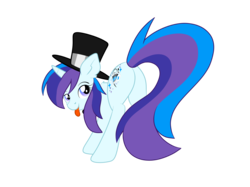 Size: 2732x2048 | Tagged: safe, artist:prismaticstars, oc, oc only, oc:cardstar clef, pony, unicorn, butt, female, hat, high res, mare, plot, simple background, solo, tongue out, top hat, transparent background, vector