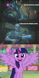 Size: 905x1800 | Tagged: safe, twilight sparkle, alicorn, pony, g4, the one where pinkie pie knows, adorkable, baseball bat, boots, cute, dork, faic, goggles, happy, harley quinn, image macro, injustice, injustice 2, meme, midriff, mr. freeze, open mouth, pun, reference, spread wings, sugarcube corner, twiabetes, twilight sparkle (alicorn), voice actor joke, wings