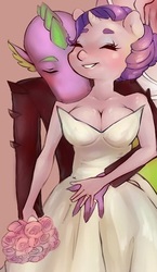 Size: 343x592 | Tagged: safe, artist:hae-hyun, edit, rarity, spike, dragon, anthro, cropped, female, male, marriage, ship:sparity, shipping, straight, wedding