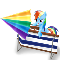 Size: 2000x2000 | Tagged: safe, artist:dragonfoorm, rainbow dash, pony, g4, too many pinkie pies, beach chair, chair, female, simple background, solo, transparent background, umbrella