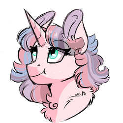 Size: 3000x3000 | Tagged: safe, artist:scarletskitty12, oc, oc only, pony, unicorn, bust, chest fluff, cute, female, high res, magical lesbian spawn, mare, next generation, ocbetes, offspring, parent:pinkie pie, parent:twilight sparkle, parents:twinkie, simple background, smiling, solo, white background