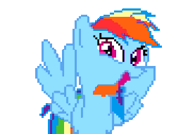 Size: 600x459 | Tagged: safe, artist:tox-box, rainbow dash, pony, g4, animated, female, gif, pixel art, silly, silly pony, simple background, solo, tongue out, transparent background