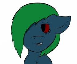 Size: 1024x846 | Tagged: safe, oc, oc only, oc:sagelight, pony, zombie, bust, hair over one eye, sharp teeth, simple background, solo, teeth, transparent background