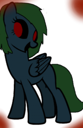 Size: 324x500 | Tagged: safe, artist:sagelight, oc, oc only, oc:sagelight, pegasus, pony, zombie, evil, grin, red eyes, smiling, solo