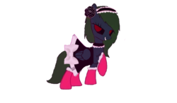 Size: 1006x589 | Tagged: safe, artist:rito, oc, oc only, oc:sagelight, pony, zombie, clothes, cute, dress, grin, maid, pink, red eyes, simple background, smiling, socks, solo, transparent background