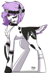 Size: 1470x2182 | Tagged: safe, artist:lrusu, oc, oc only, earth pony, pony, black sclera, deer tail, female, heterochromia, mare, simple background, solo, transparent background