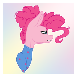 Size: 800x800 | Tagged: safe, artist:cookieponi, pinkie pie, earth pony, pony, g4, rock solid friendship, alternate hairstyle, clothes, female, onesie, pajamas, pie sisters pajamas, solo