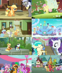 Size: 1232x1440 | Tagged: safe, edit, edited screencap, screencap, applejack, berry punch, berryshine, big macintosh, caesar, cheerilee, cheese sandwich, cloudchaser, coloratura, count caesar, derpy hooves, diamond mint, fleetfoot, flitter, fluttershy, lightning dust, lightning flare, merry may, mint flower, pinkie pie, rainbow dash, rarity, serena, soarin', spitfire, stella nova, sunshower raindrops, sweetie belle, pegasus, pony, for whom the sweetie belle toils, g4, parental glideance, pinkie pride, the cutie mark chronicles, the mane attraction, where the apple lies, 80s, 80s cheerilee, age difference, comparison, female, flashback, guitar, mare, musical instrument