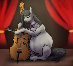 Size: 1280x1155 | Tagged: safe, artist:nsfwbonbon, octavia melody, earth pony, pony, g4, belly, cello, explicit source, female, mare, musical instrument, pregnant, solo, stage