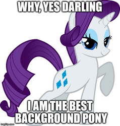 Size: 500x525 | Tagged: safe, rarity, pony, unicorn, g4, background pony rarity, background pony strikes again, female, image macro, meme, op is a duck, simple background, solo, white background