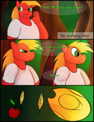 Size: 765x990 | Tagged: safe, artist:simplyshivers, big macintosh, earth pony, anthro, comic:craving an apple or two, g4, applejack's hat, comic, cowboy hat, hat, male, solo