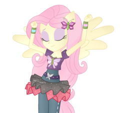 Size: 1188x1078 | Tagged: safe, artist:mira.veike, fluttershy, equestria girls, equestria girls specials, g4, my little pony equestria girls: dance magic, clothes, cute, eyes closed, female, ponied up, simple background, solo, transparent background, vector