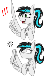 Size: 500x859 | Tagged: safe, artist:dangercloseart, oc, oc only, oc:danger close, pony, exclamation point, simple background, solo, style emulation, transparent background, wing hands