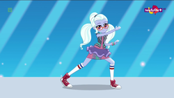 Size: 1920x1080 | Tagged: safe, screencap, sugarcoat, equestria girls, equestria girls specials, g4, my little pony equestria girls: dance magic, clothes, converse, dance magic (song), female, glasses, looking at you, shoes, skirt, smiling, sneakers, socks, solo, teletoon