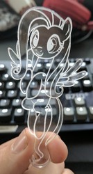 Size: 819x1533 | Tagged: safe, artist:kalitech, fluttershy, pony, g4, acrylic plastic, craft, engraving, irl, laser cutting, photo