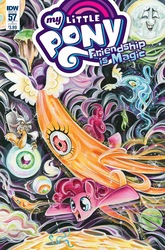 Size: 1054x1600 | Tagged: safe, artist:sara richard, idw, discord, gummy, pinkie pie, g4, spoiler:comic, spoiler:comic57, chaos, cover, nightmare fuel, the discord zone, this will end in tears and/or death, xk-class end-of-the-world scenario