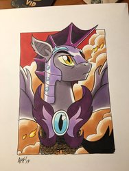 Size: 900x1200 | Tagged: safe, artist:tony fleecs, bat pony, pony, g4, armor, male, marker drawing, night guard, solo, stallion, traditional art